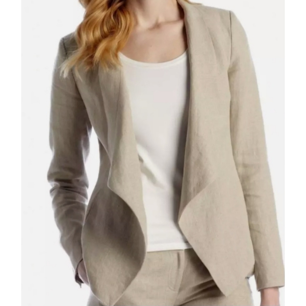 MICHAEL Michael Kors 100% Linen Beige Drape Blazer